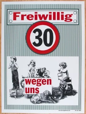 Produktbild von Straßenschild - Freiwillig 30 wegen uns - 308852 - 56cm x 76cm