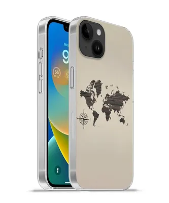 Produktbild von MuchoWow® Handyhülle Schutzhülle Hülle für Apple iPhone 14 Plus - Soft case Weltkarte - Holz - Braun Silikon Softcase Handy Hülle - Abbildung