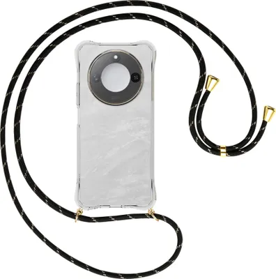 Produktbild von Handykette Backcover-Schutzhülle mit Band (Metall goldfarben) für Honor X60 5G - schwarz/gold