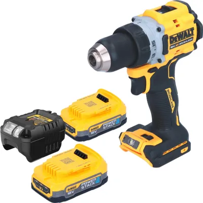 Produktbild von DeWalt DCD 800 E2 Akku Bohrschrauber 18 V 90 Nm Brushless + 2x Powerstack Akku 1,7 Ah + Ladegerät