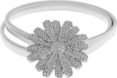 Produktbild von FRÜHLINGSGÜRTEL AUS METALL, elastisch, DEKORATIVER FRAUENGÜRTEL, BLUME, SILBER