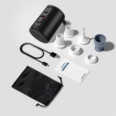 Produktbild von Akku-Luftpumpe NP800, 8,2W, 800mAh, USB-C, 5 Ventiladapter, leise, leicht, Schwarz