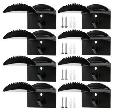 8 Wandhütehalter aus ABS-Kunststoff, selbstklebend, schwarz