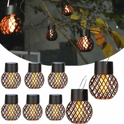 Immagine prodotto di 8 lampade solari da esterno – lanterne solari con effetto fiamma tremolante, ideali per giardino e decorazioni