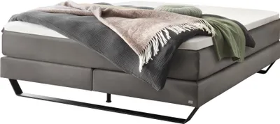 Produktbild von HASENA Raumspar Boxspringbett Julieta steel Fußkufe schwarz 200x200 : Topper - Elegance Top (medium)