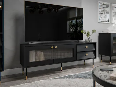 Obrázek produktu pro Prosklený TV stolek FORNEY - černý
