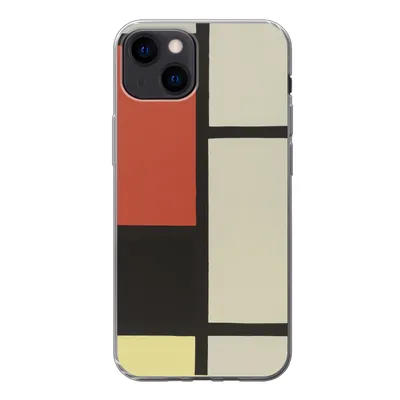 Produktbild von MuchoWow® Handyhülle Schutzhülle Hülle für iPhone 13 Komposition mit rotem Quadrat, schwarz, blau - Piet Mondrian Silikon Softcase Handy Hülle - Karteninhaber