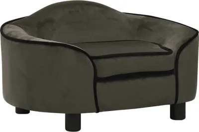 Image de vidaXL Canapé pour chien gris foncé 67x47x36 cm peluche