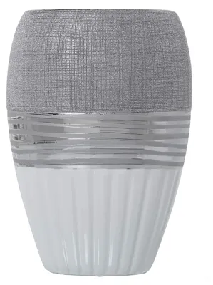 Keramik-Tafelvaas, silber/weiß, 19x12x28 cm