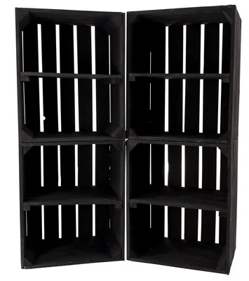 Produktbild von 4er Set große neue schwarze Obstkiste 50cm x 40cm x 30cm Apfelkiste Schuhregal Holzregal Bank Garderobe Weinkiste Kisten Balkon Holzkiste Regalsystem
