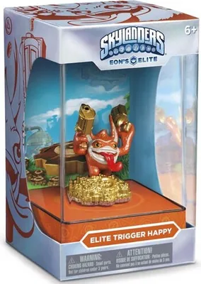 A Skylanders Trap Team Elite Trigger Happy Premium Figure in its packaging.