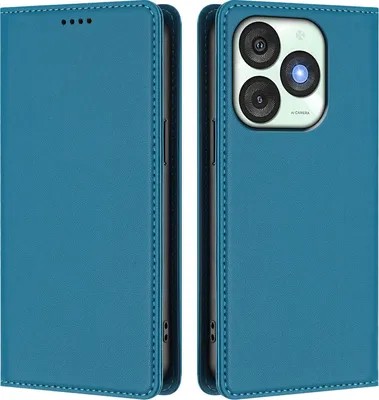 Image de Etui en cuir pour itel A50, étui magnétique en cuirPolyuréthaneavec support Lake blue