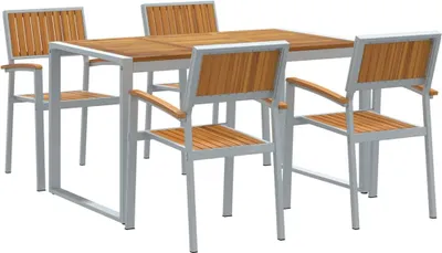 Produktbild von vidaXL Garten Essgruppe 5 pcs Grau Massivholz Akazie