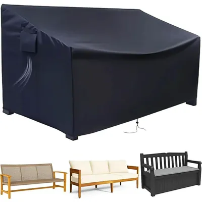 Immagine prodotto di Copertura per panchina da giardino, dimensioni 163x66x63/89 cm, colore nero