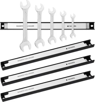 Produktbild von Navaris Magnetleiste Werkzeughalter Wand - Ca. 30 cm langer Magnethalter - Magnetleiste Werkzeug - Magnetschiene Werkzeug Wandhalterung - Magnet