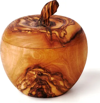 Produktbild von Dose in Apfelform aus Olivenholz 10 cm