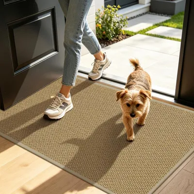 Produktbild von Fußmatte Innen Rutschfest Schmutzfangmatte 60 x 90 cm Beige Polyester