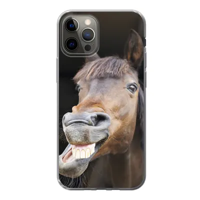 Produktbild von MuchoWow® Handyhülle Schutzhülle Hülle für iPhone 12 Pro Pferd - Lustig - Stall - Kinder - Jungen - Mädchen - Kinder Silikon Softcase Handy Hülle - Abdeckung