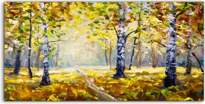 Produktbild von Coloray Glasbild 140x70  Wandbild Glasbilder Landschafts Wald Bäume Wald Herbst