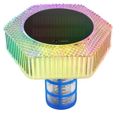 Produktbild von Solarbetriebener Pool-Ionisator mit RGB-Farbwechsel, schwimmender automatischer Poolreiniger und automatische Nachtbeleuchtung sowie Wasseraufbereiter für Salzwasser-Whirlpools