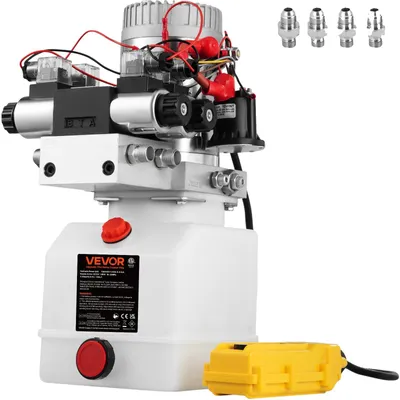 Immagine prodotto di Pompa idraulica VEVOR, doppia azione, gruppo idraulico a doppia valvola, centralina idraulica da 12V DC con serbatoio da 4,5 litri, adatta per rimorchi basculanti e sollevatori per auto, doppia azione, capacità 4,5 litri
