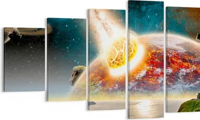 Produktbild von Bild auf Leinwand - Leinwandbild - Raum Erde Planet Komet - 100x60cm - Wand Bild - Wanddeko - Leinwanddruck - Bilder - Kunstdruck - Wanddekoration - Leinwand bilder - Wandkunst - EG100x60-2318
