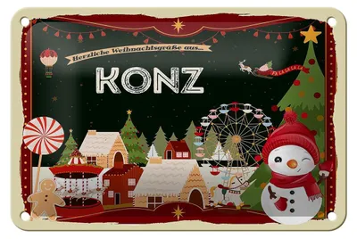 Produktbild von Blechschild Weihnachten Grüße KONZ Geschenk FEST Dekoration  18x12cm