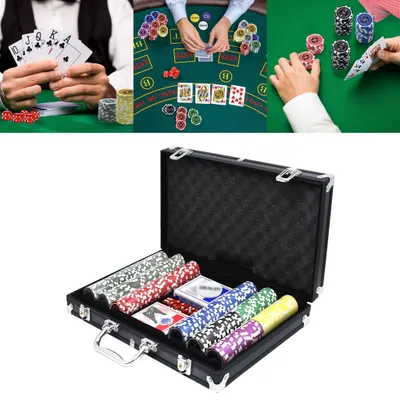 Immagine prodotto di TANYEAR, set di poker con valigetta in alluminio, 500 chip da 12g, incisione laser, colore nero