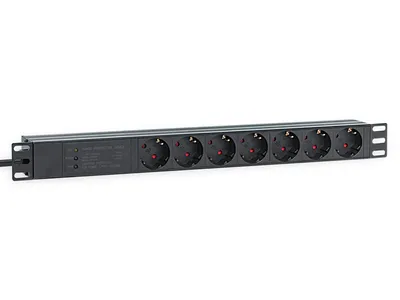 Produktbild von Intellinet 715140, 1U, Einphasig, Aluminium, Schwarz, 7 AC-Ausgänge, Typ F