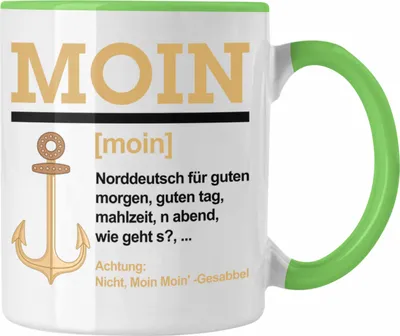 Produktbild von Trendation - Moin Tasse Geschenk Norddeutschland Slang Kaffeetasse (Grün)