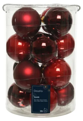 Productafbeelding van Kerstbal glas d8 cm kerstrood 16st kerst Decoris
