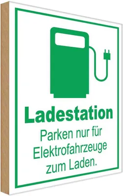 Produktbild von vianmo Holzschild 18x12 cm Ladestation nur Elektrofahrzeuge Warnschild Hinweisschild