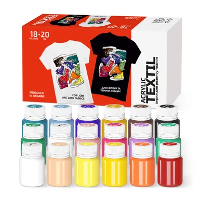 Image de 7 Artists Textilfarben Set - 18x20 ml Style Couleurs acryliques pour tissu, peinture textile, vêtements, sacs, chaussures - Couleurs pour tissu brillantes et résistantes au lavage