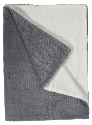 Produktbild von SCHIESSER Sherpa-Decke Elsa | Zopfmuster | Fleece mit Sherpa-Rückseite | Flauschig & Wärmend | Waschbar bei 30 °C und pflegeleicht | 150x200 cm | Dunkelgrau