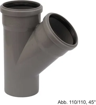 Produktbild von HT Abzweig einfach Ø 90/90 x 45°, mit 2 Steckmuffen