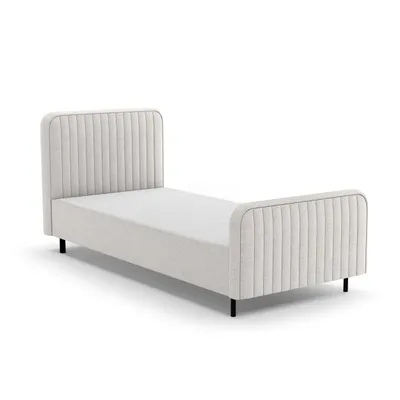 Produktbild von BEAUTYSOFA | Polsterbett LAMI 90x200 cm - Einzelbett mit Bettkasten, Kopfteil und Latenrost - Jugendbett ohne Matratze, Chenille Creme