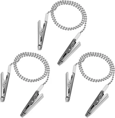 Produktbild von 3 Stück rohstahl Serviettenketten mit Klemmen - tragbarer Serviettenhalter für Senioren und Kinder
