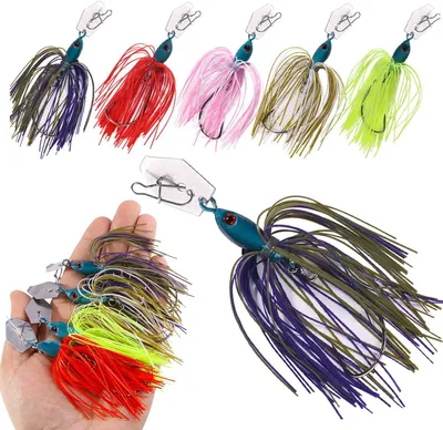 Imagen del producto de Conjunto de señuelos para lucio y perca, de 6 piezas, que incluye peces de goma y señuelos tipo "spinnerbait"