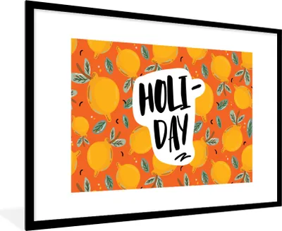 Produktbild von MuchoWow® Gerahmtes Poster Zitrone - Sommer - Orange 90x60 cm - Poster mit Schwarzem Bilderrahmen Wandposter Rahmen Foto Bilder - Wanddekoration - Fotos