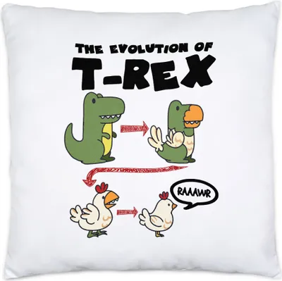 Produktbild von Evolution Of T-Rex Kissen Inkl. Füllung Vom T-Rex Zum Huhn Dinosaurier Geschenkidee Lustig