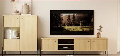 Produktbild von Wohnzimmer-set SCANDI 6 TV Schrank + Vitrine Eiche Scandi/Eiche Fischgrät