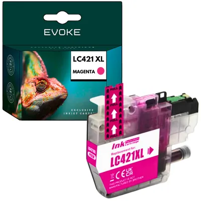 Produktbild von Evoke Cartus Druckertinte für Brother LC-421 XL, Magenta, 10 ml, 500 Seiten, LC-421, kompatibel mit DCP-J1050DW, DCP-J1140DW, MFC-J1010DW