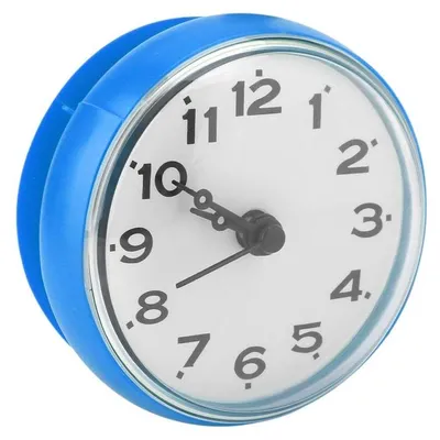 Produktbild von Wanduhr mit Saugnapf - Wasserdicht und rund - Für Bad und Schlafzimmer - Blau