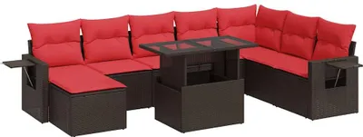 Immagine prodotto di vidaXL Set di divani da giardino 9 pezzi con cuscini in poly rattan acacia marrone