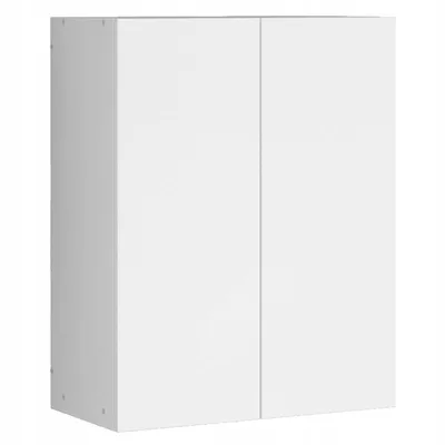 A white modern bathroom cabinet with two doors.