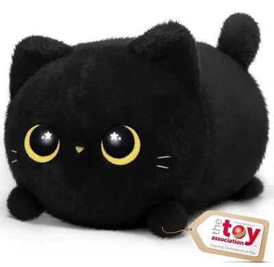 Productafbeelding van Pluche kat, zwart, 40 cm. Knuffelkussen, zacht, ideaal als cadeau
