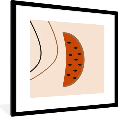 Produktbild von MuchoWow® Gerahmtes Poster Sommer - Wassermelone - Linien 40x40 cm - Poster mit Schwarzem Bilderrahmen Wandposter Rahmen Foto Bilder - Poster - Plakat im Rahmen