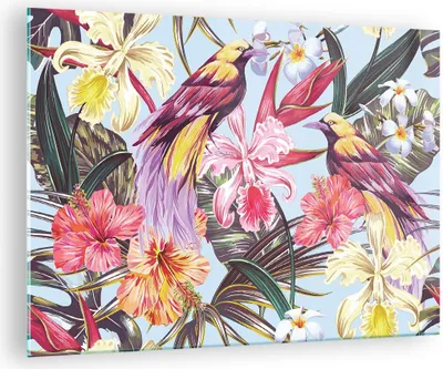 Produktbild von Bilder auf glas - Blume Vogel Sommer - 70x50cm - Glasbilder - Wandbilder - Kunstdruck - zum Aufhängen bereit - Wanddekoration aus Glas - Glas Bilder - Wandbild auf Glas - Einteilig - GAA70x50-3485