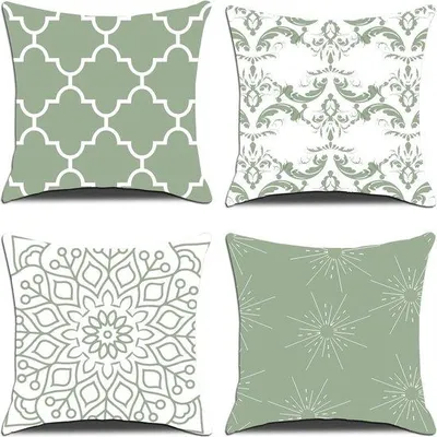 Produktbild von Kissenbezüge 50x60, grüne Samt-Dekokissenbezüge – doppelter Druck – 4 Stück – für Sofa, Sessel, Terrasse, Garten, Auto, Wohnzimmer, Bank. Kissenbezug 50x60
