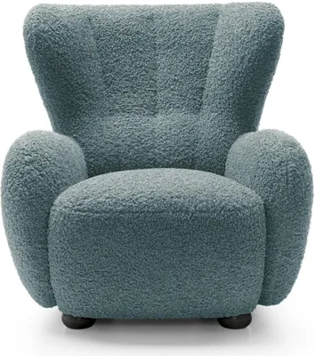 Image de BETTSO, fauteuil bouclé TEDDY, fauteuil de relaxation confortable avec dossier haut, couleur turquoise